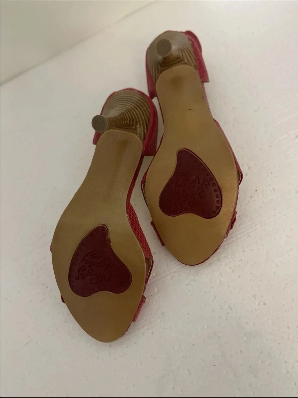 NEW Naughty Monkey Pink Leather D’Orsay Style Snake Embossed High Heels size 8